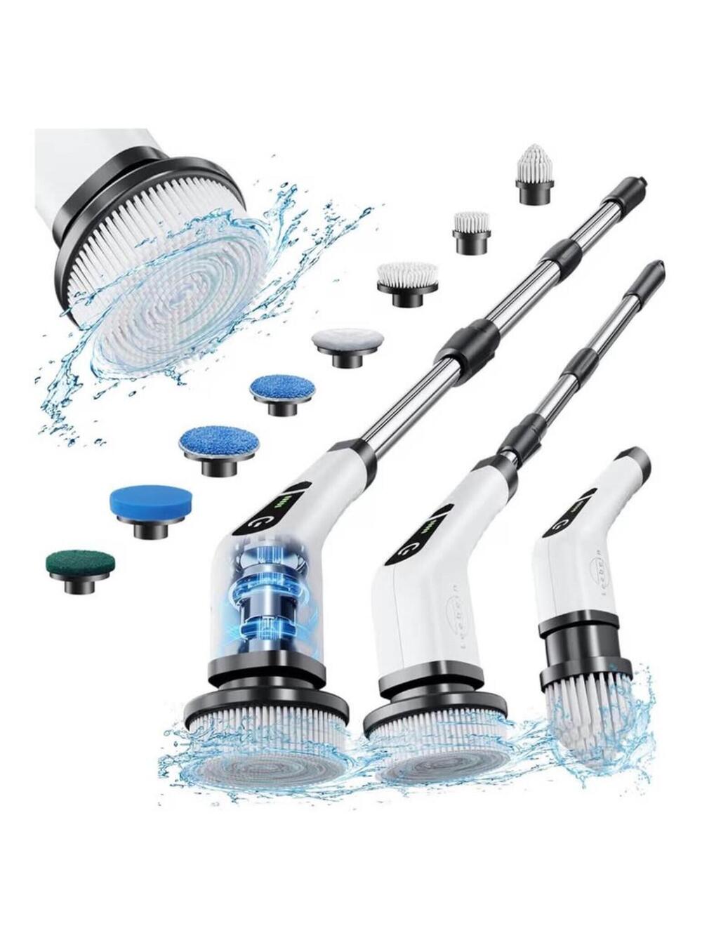 Cordless Spin Scrubber, 8 Brush Heads, Dual Speed - New in Box